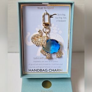 True to Form Elephant Glass Stone Handbag Charm And Key Chain